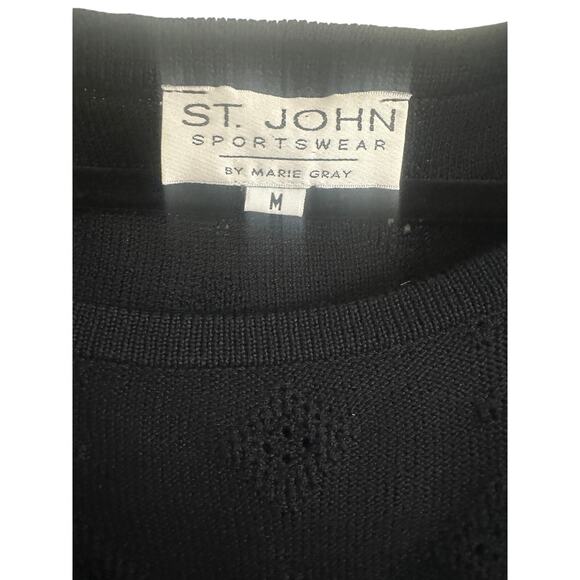 St. John Sportswear by Marie Gray Women's Medium Knit Sweater Black Lace Detail - Picture 8 of 9